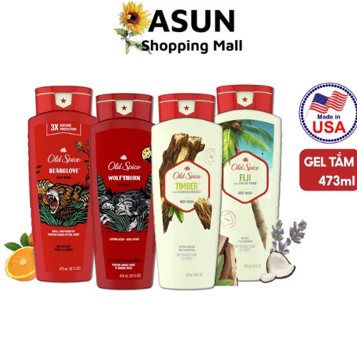 Gel Tắm Nam Old Spice 473ml Sảng Khoái, Mạnh Mẽ, Lôi Cuốn Body Wash