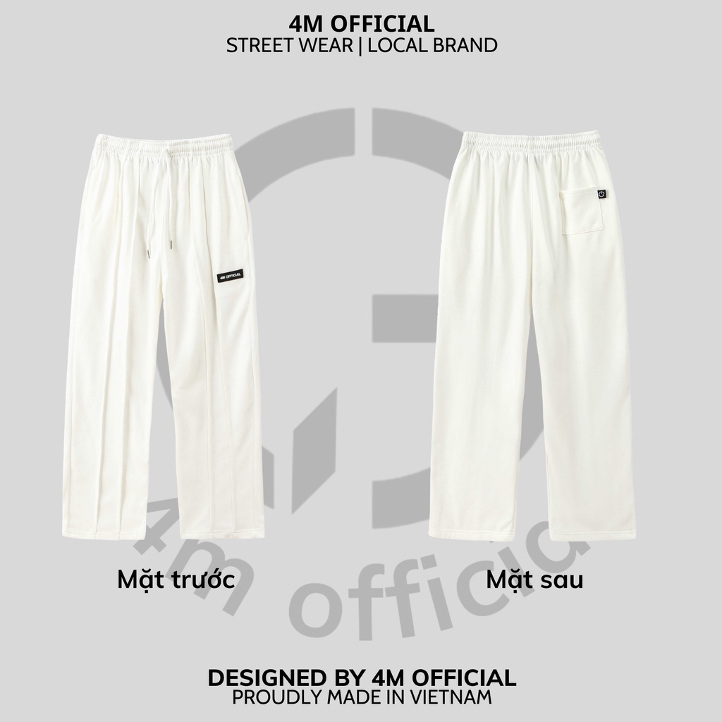 Quần nỉ dài track pant N line 4M OFFICIAL, Quần thun ống suông dập sọc unisex nam nữ