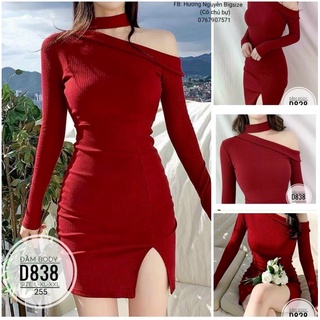 60-90kg bigsize đầm body đỏ thời trang d838