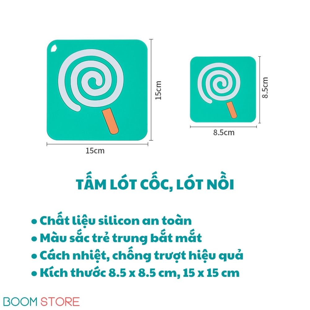 Miếng lót cốc, lót nồi silicon cách nhiệt chống trượt cao cấp Boom Store