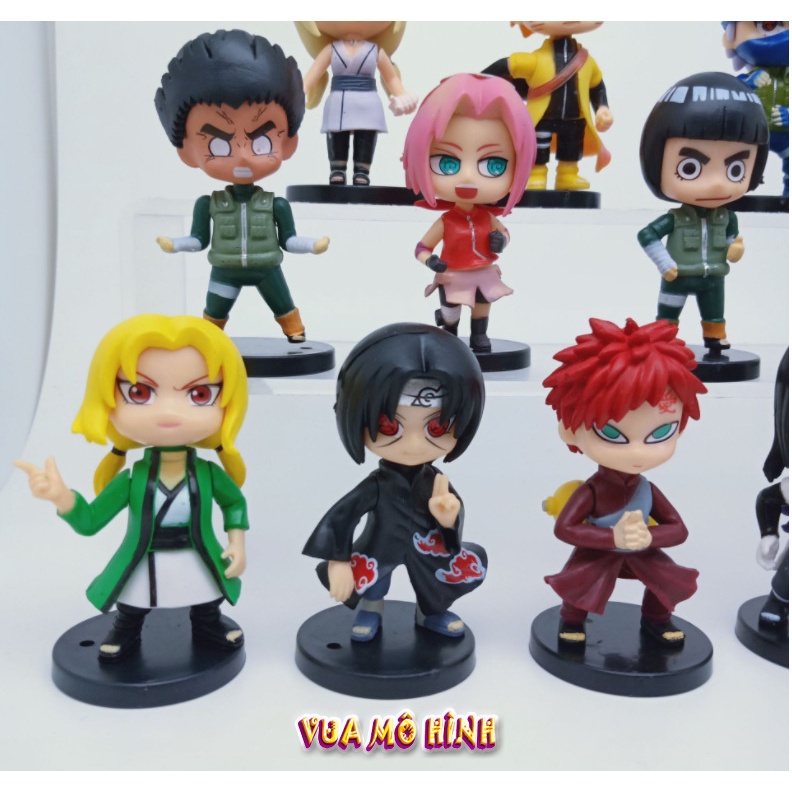 Mô hình Naruto- Mô hình 12 nhân vật trong Naruto phong cách chibi để trong xe ô tô hoặc phòng, chiều cao 7cm