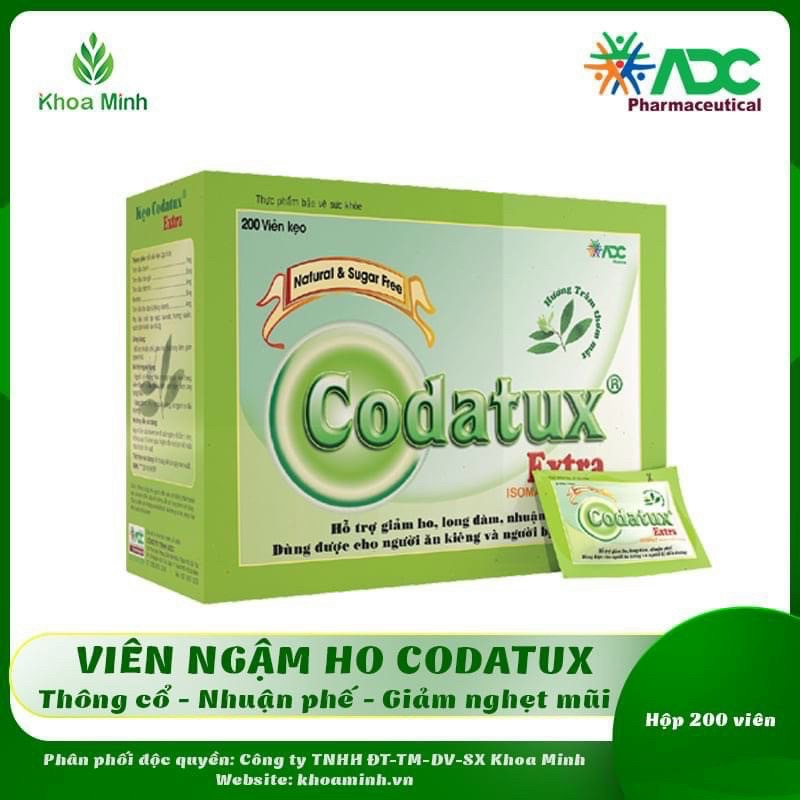 KẸO NGẬM HO CODATUX EXTRA HỘP 100 GÓI