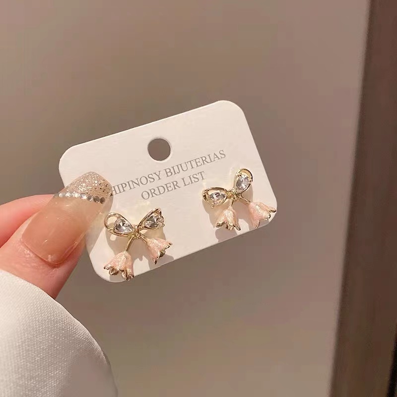 Bông Tai Hình Hoa Hồng Thắt Nơ Thời Trang Cao Cấp 2022