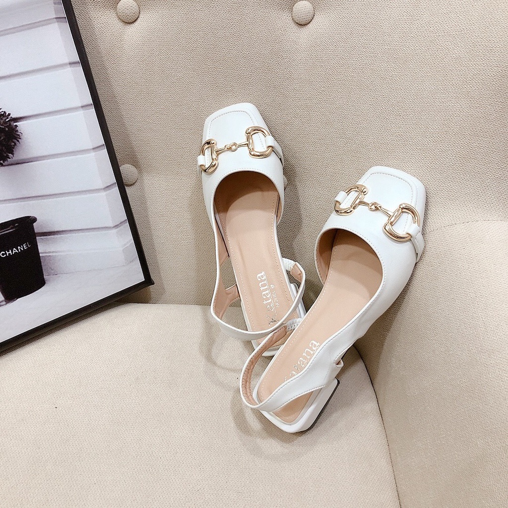 Sandal gót 2p mũi tròn khóa siêu sang chất da mịn đẹp lên chân tôn dáng - Chị Chảnh Store