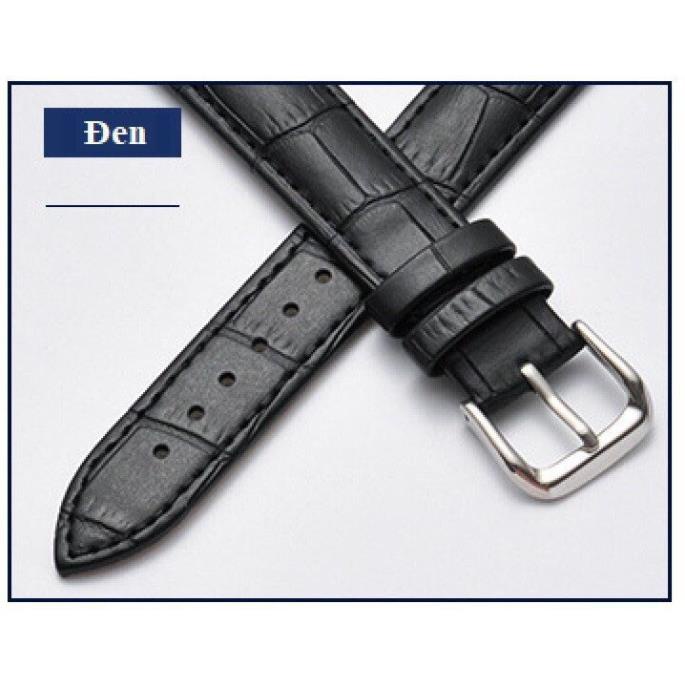 Dây đồng hồ da bò dập vân cá sấu cao cấp hiệu Aono size đủ size