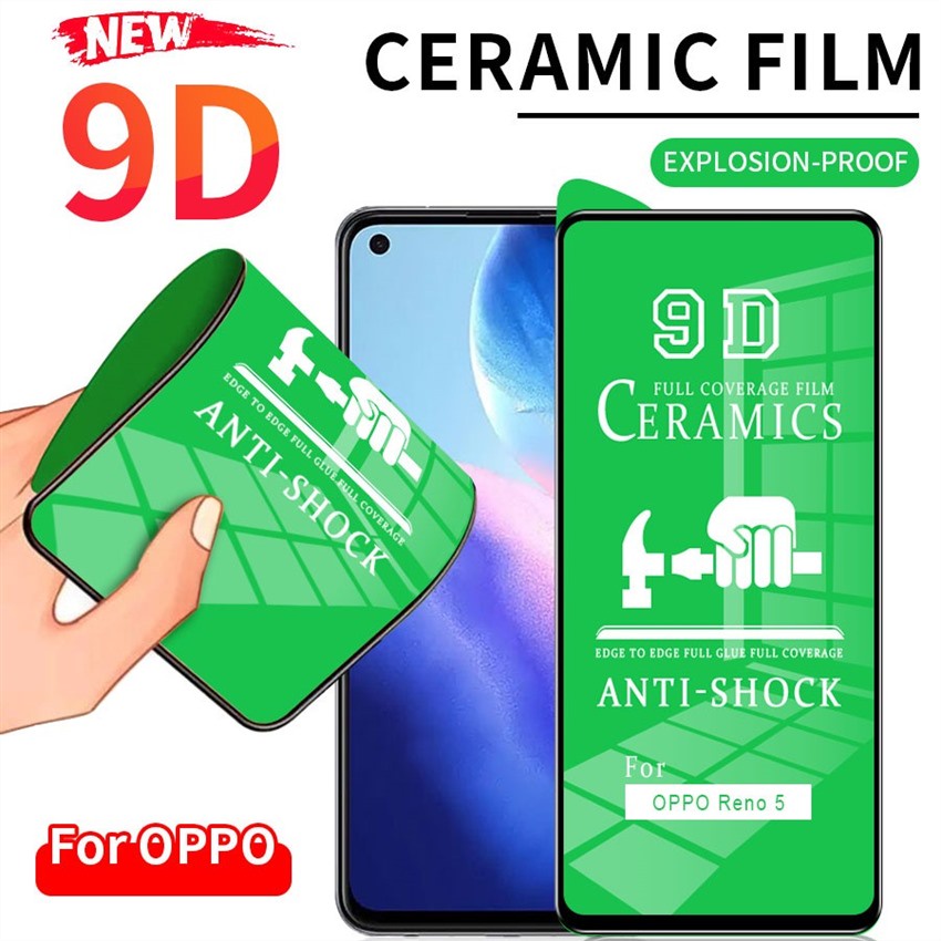 Full Màn Kính Cường Lực Gốm Dẻo Bảo Vệ Màn Hình cho Oppo F11 F9 F7 Pro A9 A3S A5 Ax5 A5S Ax5S A7 A12 A92 A52 A33 A53 A31 A15 A15S A1K A91 A93 Reno 2f 3 2 4 5 Chống Trầy chống bẩn HD