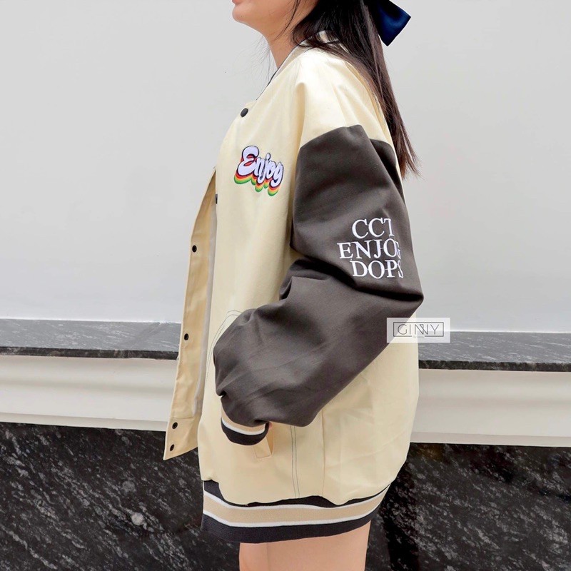 Áo khoác Bomber Enjog TK 02 | Khoác Bomber Nữ | Form rộng | Áo Bóng Chày | BigBuy360 - bigbuy360.vn