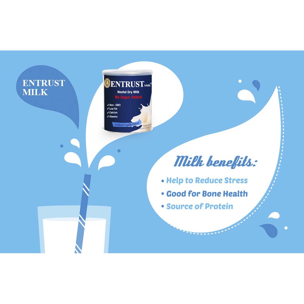 Sữa bột không đường Entrust Milk Hộp 400g của Mỹ - Bổ Sung Dinh Dưỡng Cho Người Bị Tiểu Đường