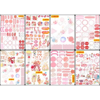 Sticker Washi A4 [ TEM NHÃN MÀU HỒNG] Dạng Lì Trang Trí Bullet Journal Siêu Đẹp  (118038-118044,118036)