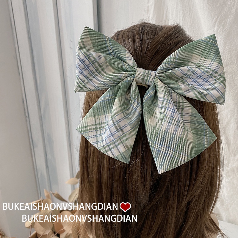 Kẹp Tóc Nơ Lớn Họa Tiết Kẻ Sọc Phong Cách Lolita Nhật Bản Dành Cho Nữ