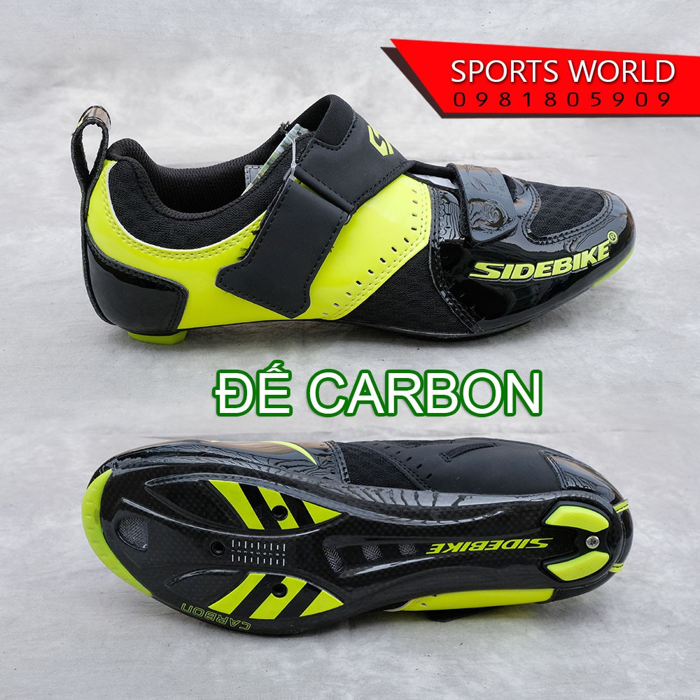 Giày can đế CARBON dòng TRIATHLON  SIDEBIKE SD-016 green