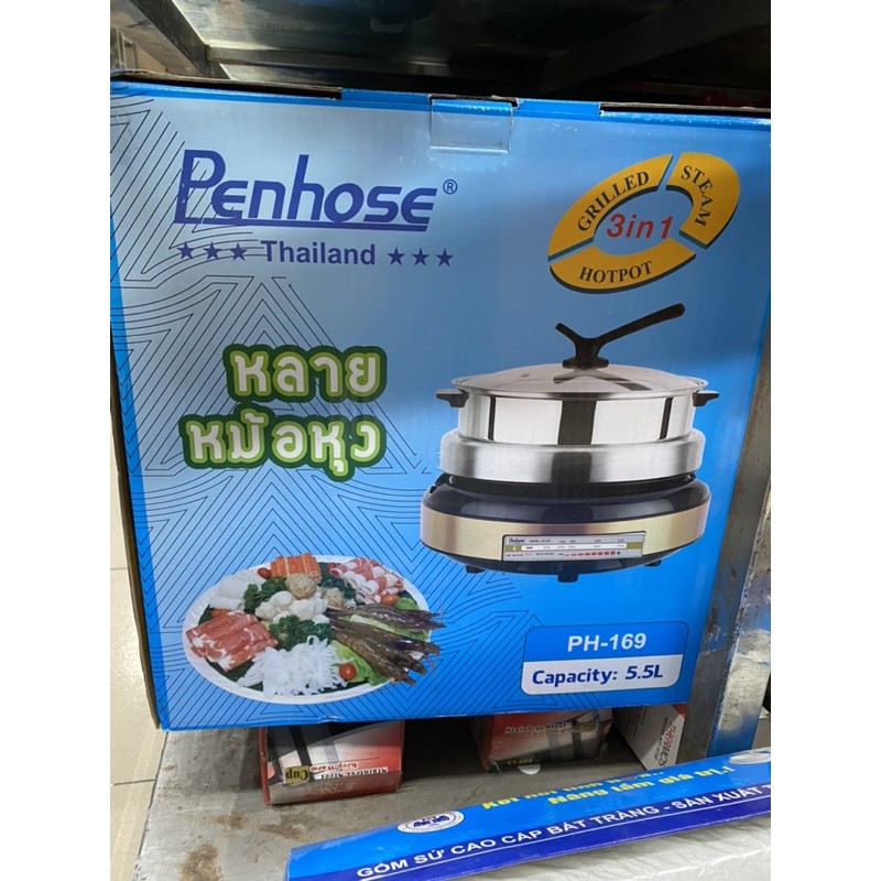 lẩu điện PENHOSE đa năng thái 100% nướng hấp lẩu (hàng chính hãng )