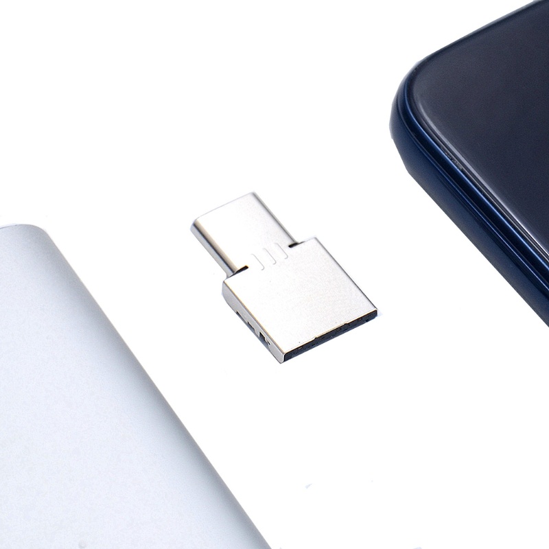 Đầu Chuyển Đổi Usb 2.0 Sang Type C OTG Bằng Kim Loại Màu Bạc Tiện Dụng
