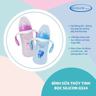 Bình sữa thủy tinh bọc Silicon Gluck Baby 240ml