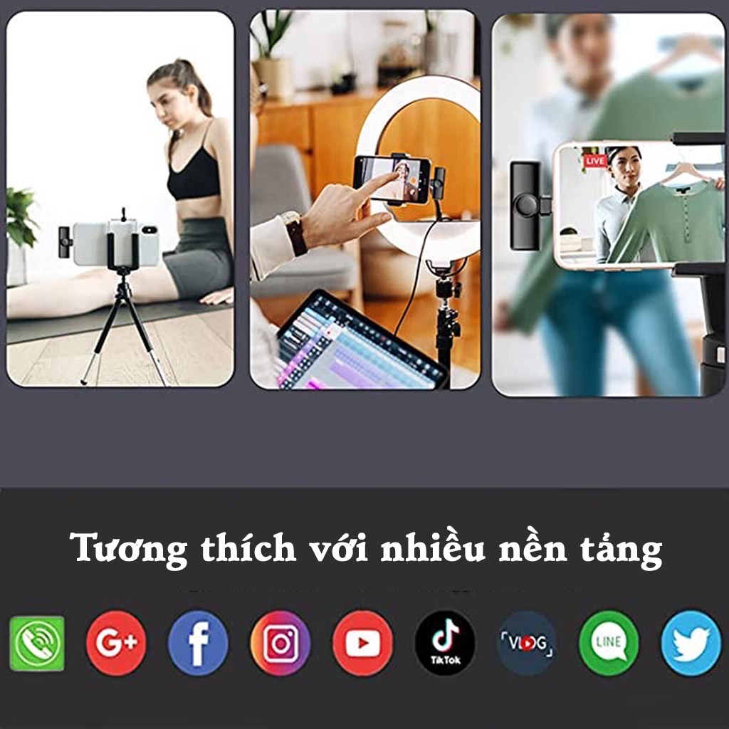 Micro livestream không dây K8, mic ghi âm live bán hàng cho iphone và ipad- Bảo hành 6 tháng