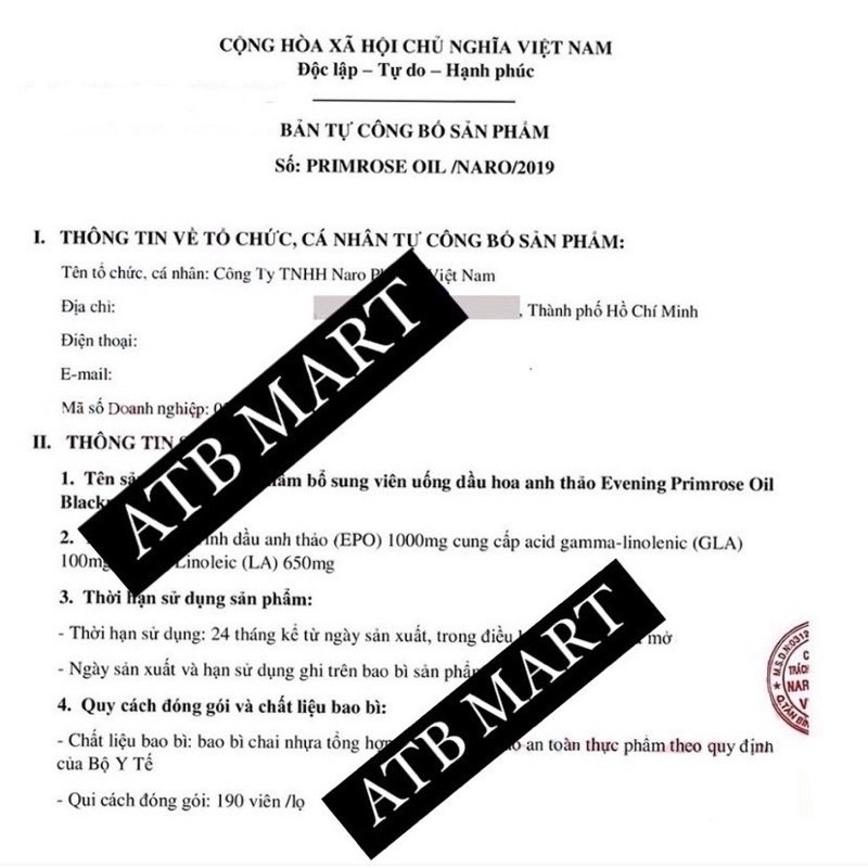 Tinh dầu hoa anh thảo Blackmores 190 viên.