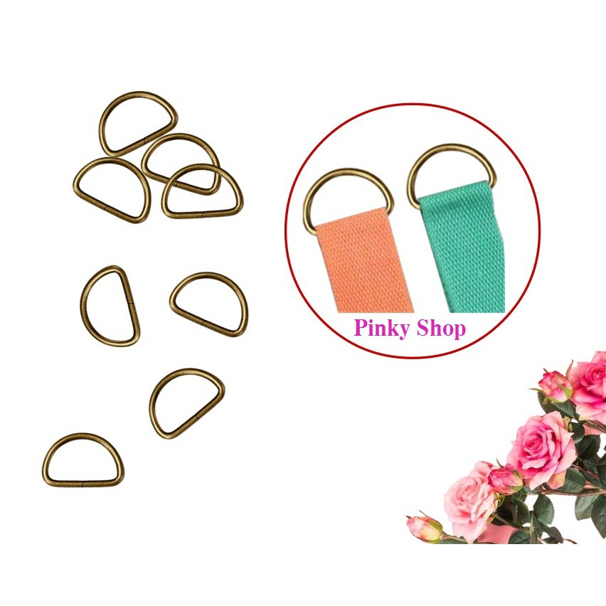 [ Giá sỉ ] Khoen chữ D, móc D màu đồng 2cm loại dày phụ kiện làm túi xách và đồ handmade Pinky Shop mã KDD2.1