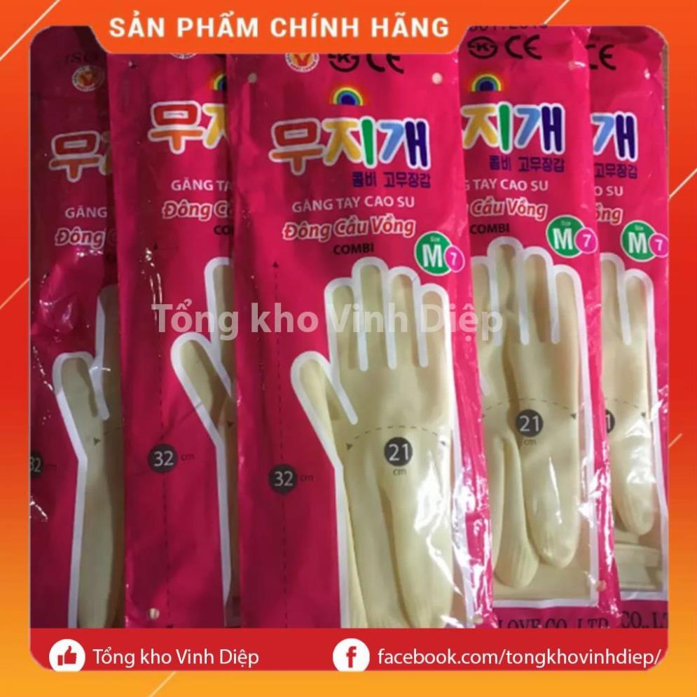 Găng tay cao su Hàn Quốc Đông cầu vồng đủ size