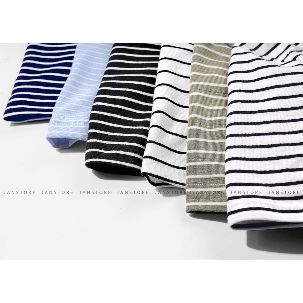 Áo phông kẻ Unisex ngắn tay cổ tròn , áo thun kẻ 100% cotton cho nam nữ VNXK Jan Store | BigBuy360 - bigbuy360.vn