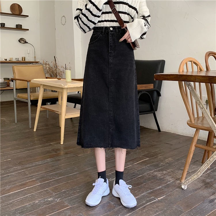 chân váy jean Lưng Cao Phong Cách Retro Cho Nữ | BigBuy360 - bigbuy360.vn
