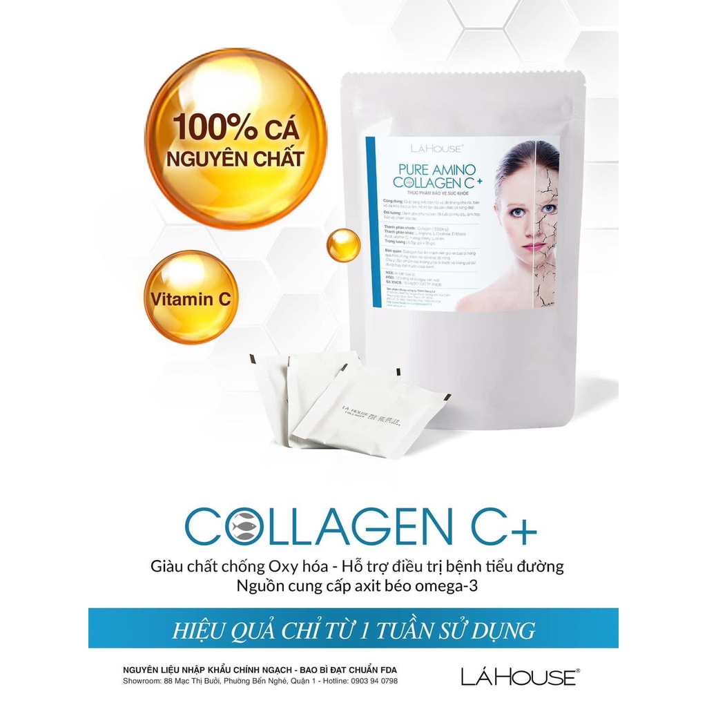 COLLAGEN C+ LÁ HOUSE Giúp Tăng Tính Đàn Hồi Của Da, Làm Da Trắng Sáng