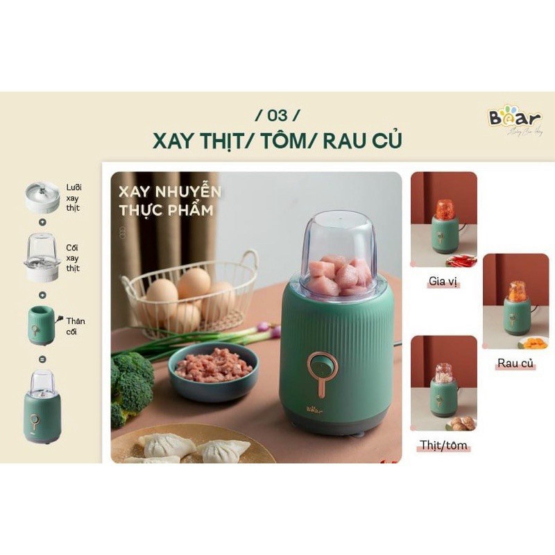 Máy Xay Đa Năng 3 Cối BEAR BL-B10V2 Bảo Hành Chính Hãng 18 Tháng (1 Cối Xay Sinh Tố 1L, 1 Cối Xay Thịt Và 1 Cối Xay Khô)