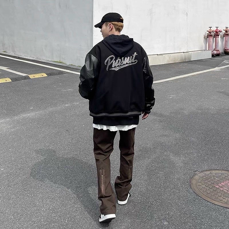 ÁO BOMBER KAKI TAY DA THÊU CHỮ PIASNIT UNISEX FROM RỘNG( kèm video & ảnh thật )
