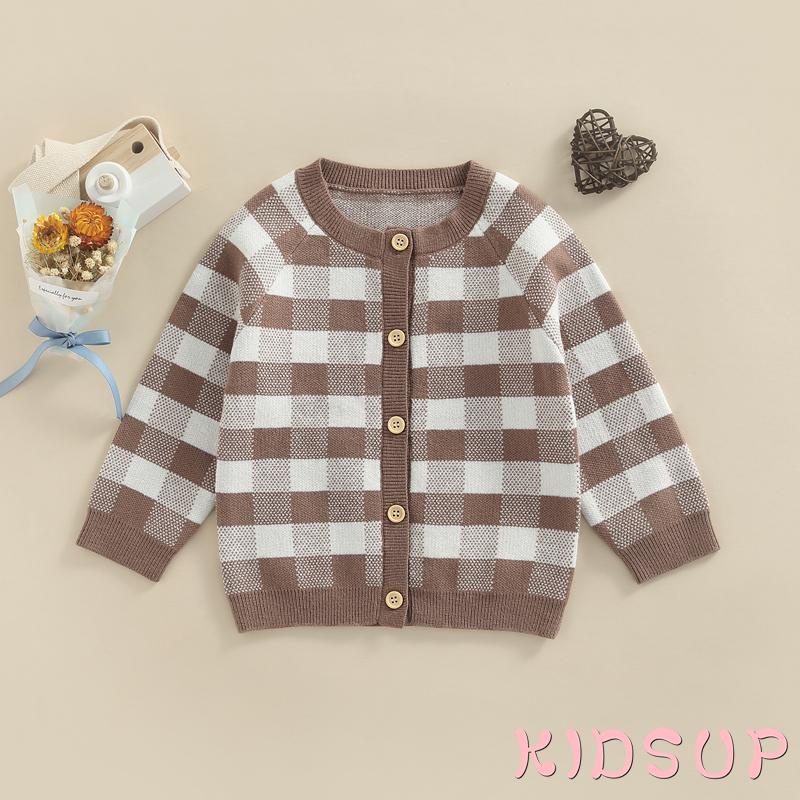 Áo Khoác Len Cardigan Tay Dài Dáng Rộng Cài Khuy Kẻ Sọc Thời Trang Xuân Thu Cho Bé Gái / Bé Gái