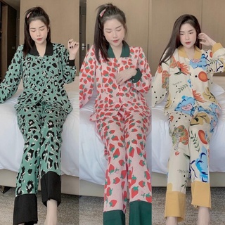 Đồ bộ pijama - bộ lụa satin dài tay hoạ tiết cao cấp- siêu hot kèm ảnhthật +video [hàng chuẩn đẹp - tố quyên shop