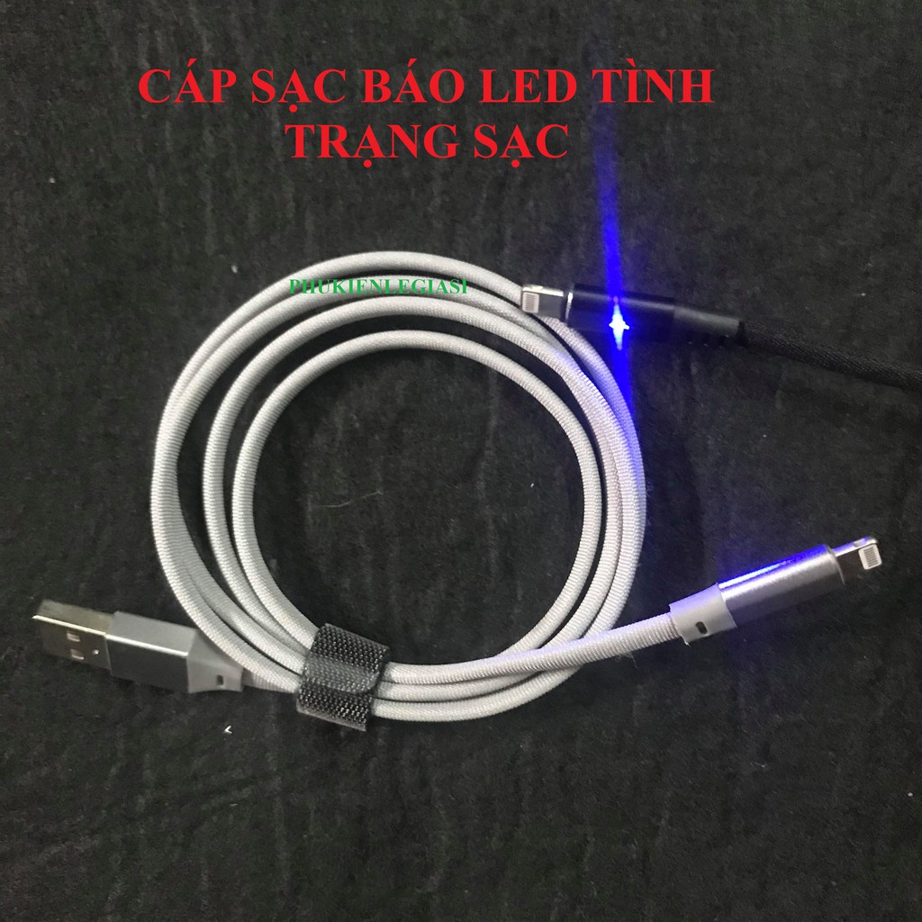 Cáp sạc tự ngắt báo Led dây bện dù
