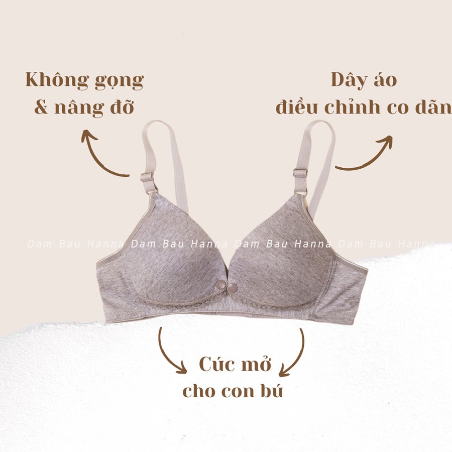 [HANNA] Áo ngực bầu cho con bú áo lót không gọng mút nhẹ giá rẻ vòng lưng rộng cho các bầu thân tròn mặc quả gọn