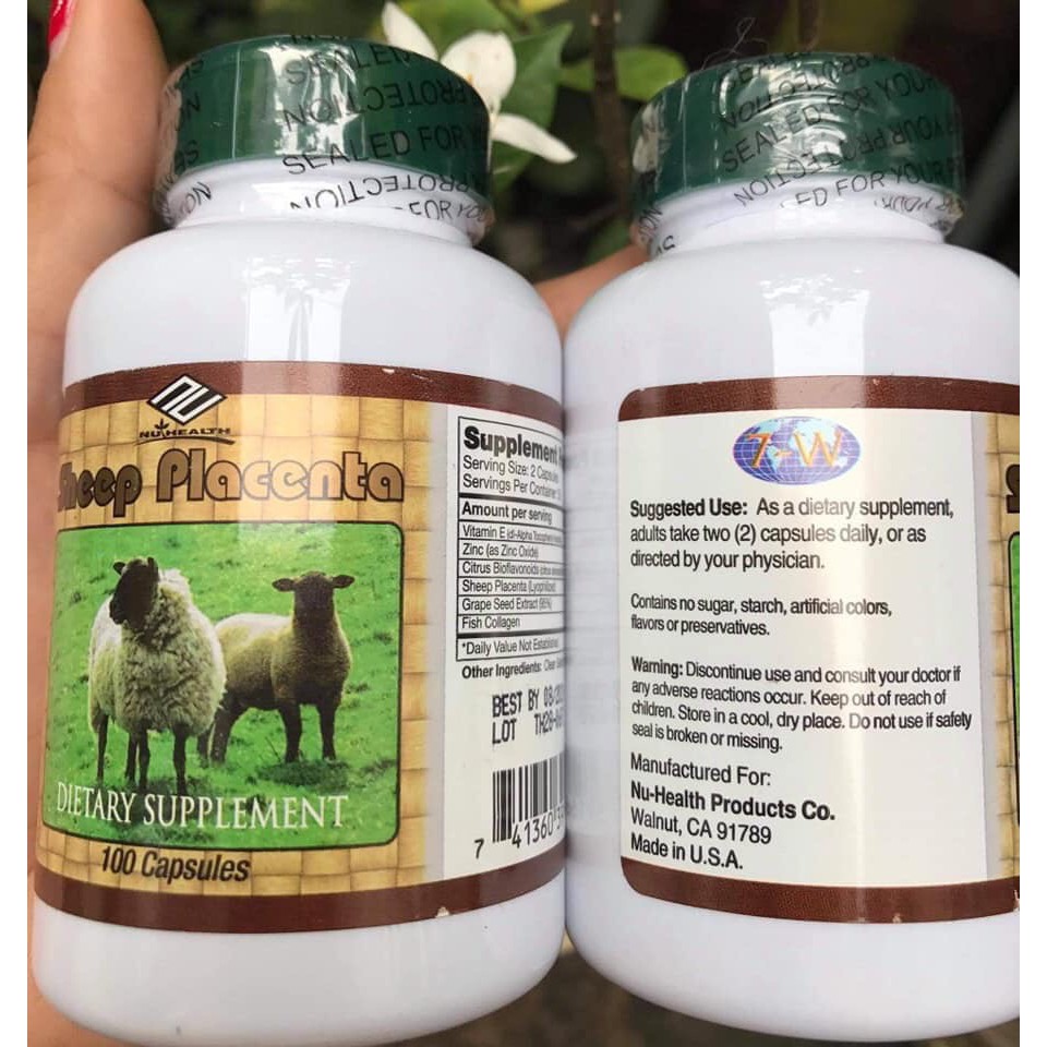 Viên uống nhau thai cừu Sheep Placenta Xuất xứ Mỹ 100v