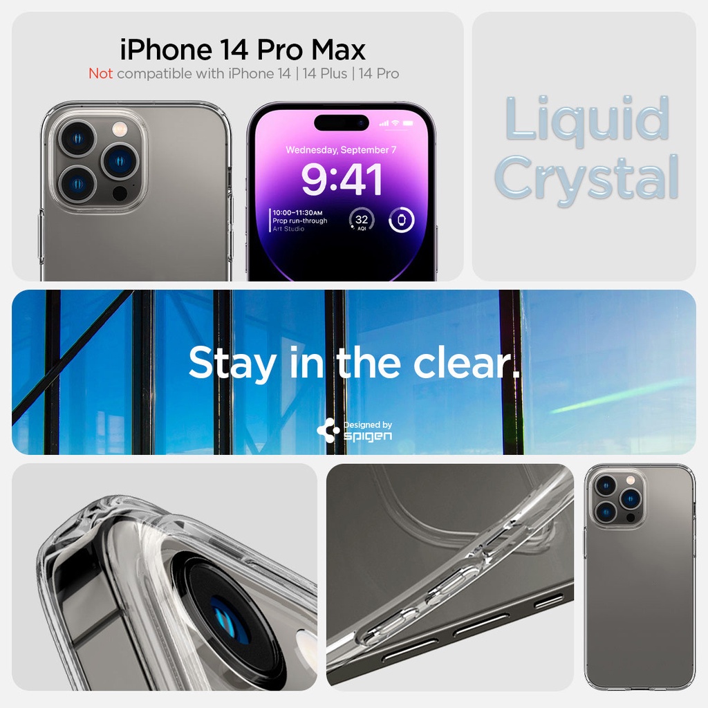 Ốp Lưng dành cho iPhone 14 Pro Max Spigen Liquid Crystal Case - Hàng Chính Hãng