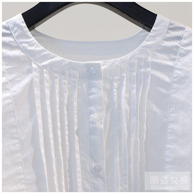 Áo Sơ Mi chiffon Cổ Tròn Xếp Ly Ba Phần Tư Màu Trắng Thời Trang Mùa Hè Hàng Mới Dành Cho Bạn Nữ s 2022