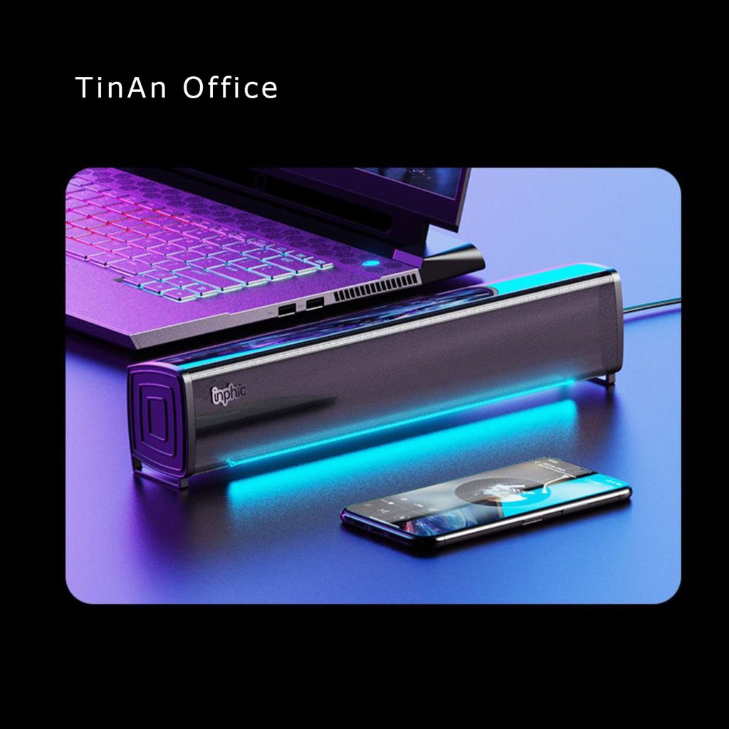 Loa Mini Có Dây Inphic US1 Âm Thanh Vòm Stereo Ánh Sáng LED Cho Máy Tính Bàn, Laptop, Tivi