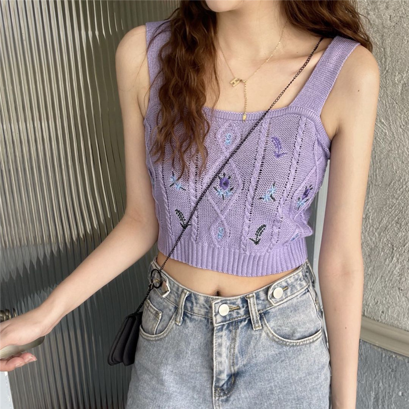 Áo croptop SUXI dệt kim thời trang mùa hè cho nữ