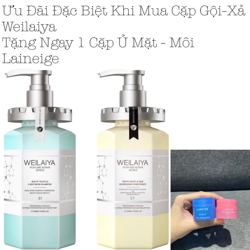 [CHÍNH HÃNG] CẶP DẦU GỘI XẢ PHỤC HỒI NẤM TRUFFLE WEILAIYA 450ml , tặng set mini + quà
