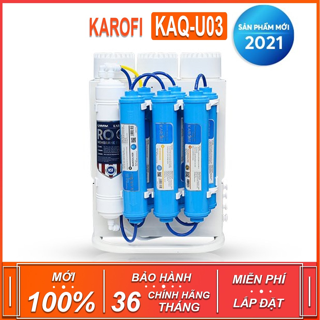 Máy lọc nước tinh khiết không tủ KAROFI KAQ-U03 , công suất lọc 20L/H ( Xuất sứ Việt Nam - Bảo hành 36 tháng )