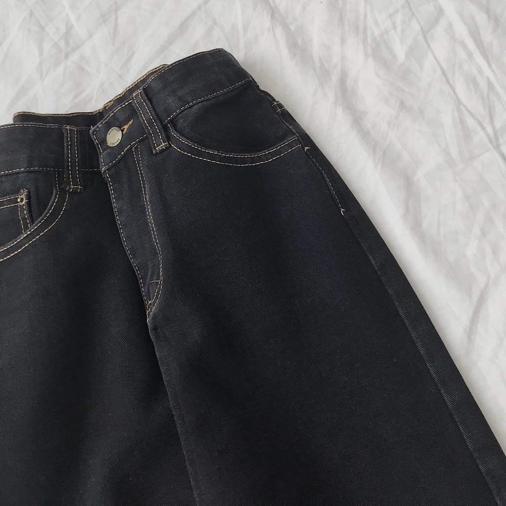 Quần Jean Nữ Ống Rộng JEM CLOSET Lưng Cao Thiết Kế Chỉ Viền Nổi Cá Tính TERRA 2906