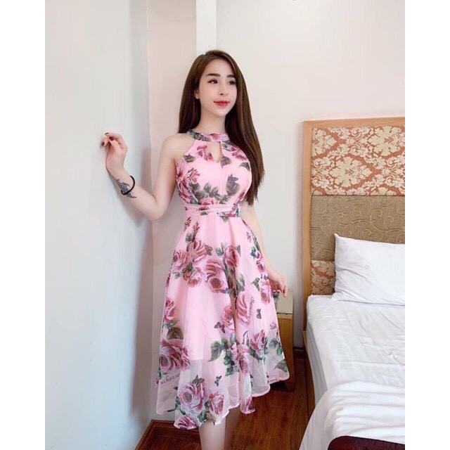 ĐẦM NỮ VOAN HOA SẮC NÉT CỔ YẾM TINH TẾ THỜI TRANG THIẾT KẾ VESTA CY70