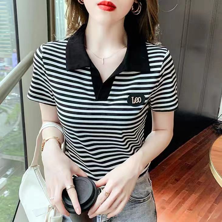 Áo Thun polo Ngắn Tay Dáng Rộng Phong Cách Mới Cho Nữ Trung Niên