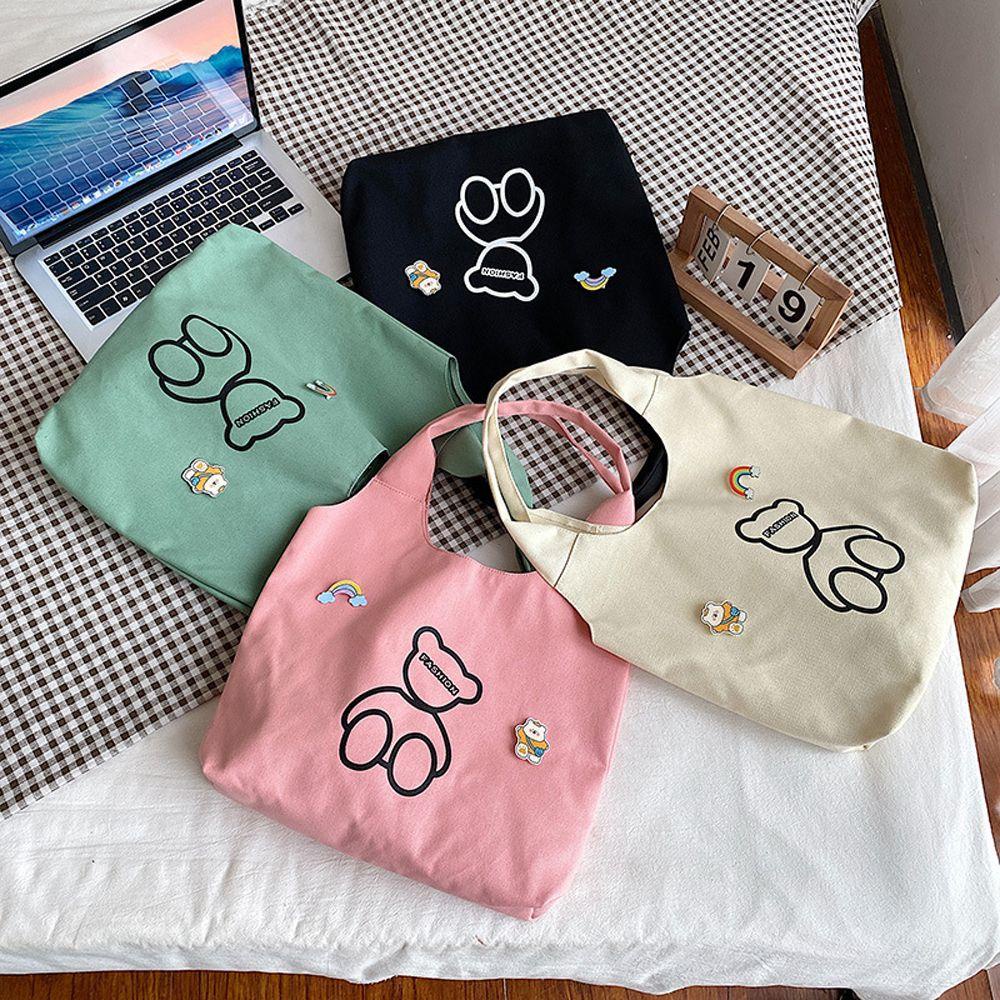 Túi Canvas Đeo Vai Sức Chứa Lớn Họa Tiết Hoạt Hình Cho Nữ