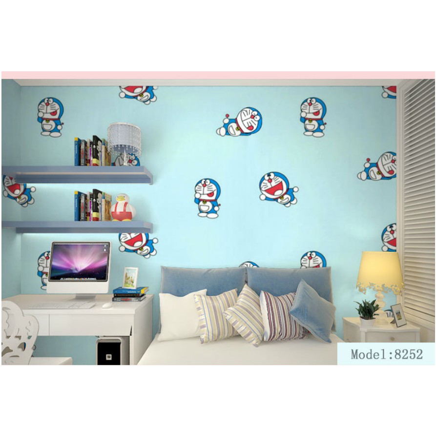 Decal 1m x 45cm giấy dán tường doremon xanh mini BBC32