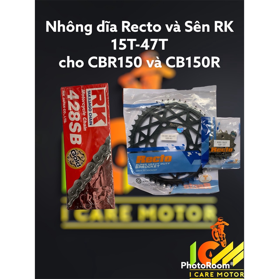 Combo Nhông Dĩa Recto Và Sên RK Chính Hãng Cho CB150R Và CBR150