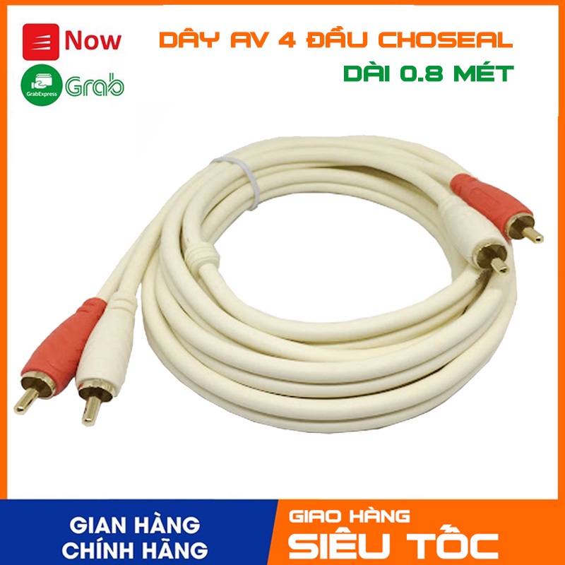 Cáp AV 4 đầu hoa sen (RCA) cao cấp CHOSEAL dài 0.8 met