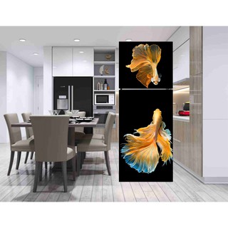 Giấy dán trang trí tủ lạnh 3D mẫu cá betta chất liệu decal chống nước, đầy đủ kích thước
