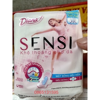 Mẫu Mới Băng vệ sinh Diana Sensi cho da mẫn cảm có cánh 8 miếng