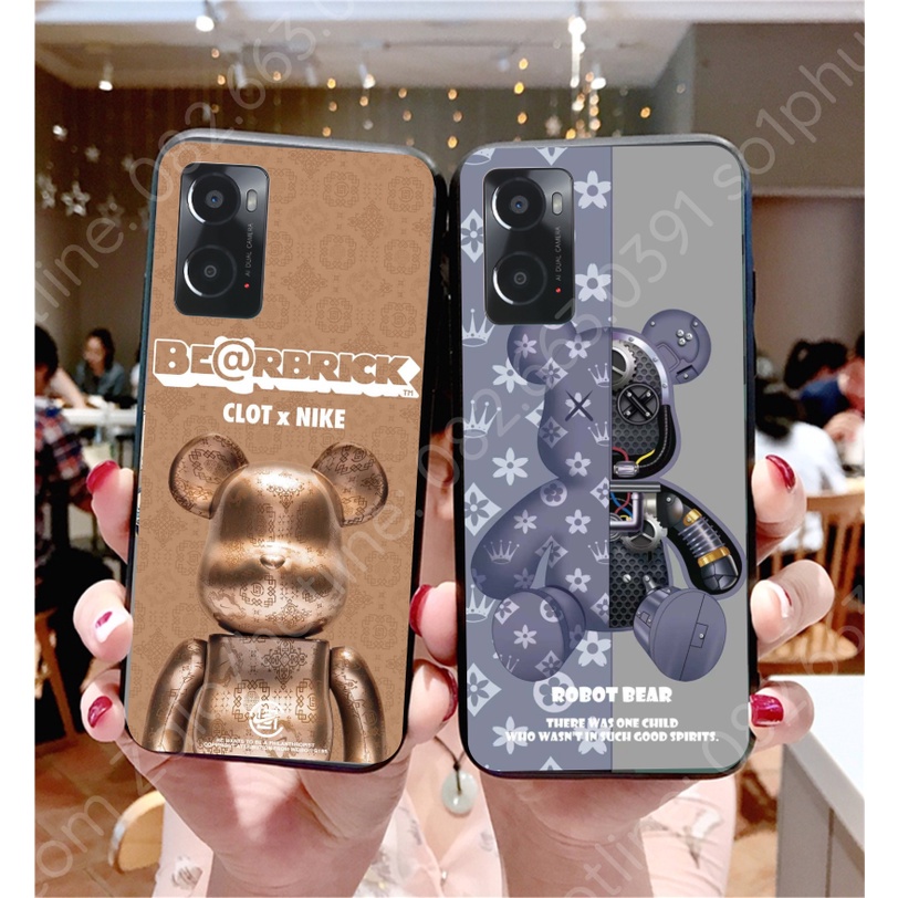Ốp lưng Oppo A76 / A36 ép cường lực kính chống bể bóng bẩy cực nét hình gấu cực chất