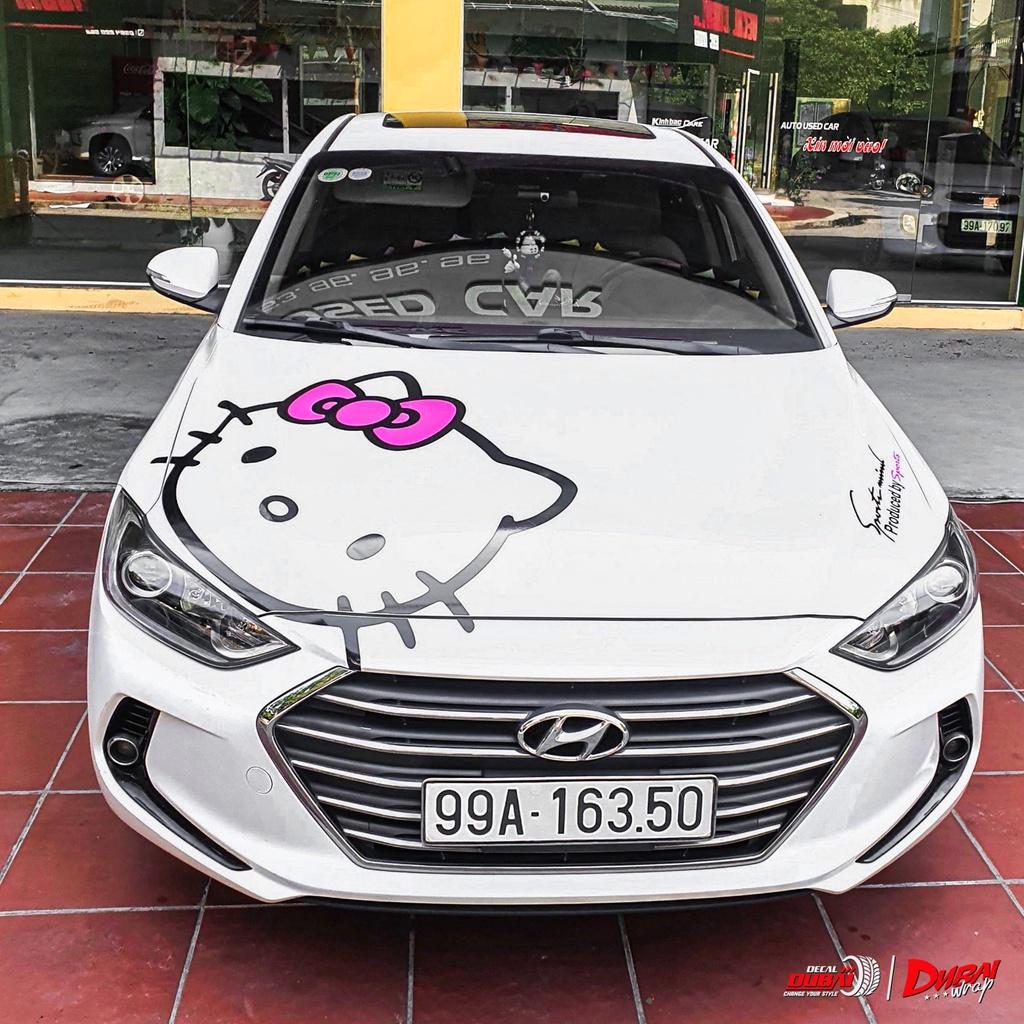 Decal_Tem Sticker hình nhân vật Hello Kitty cute_dán trang trí xe ô tô