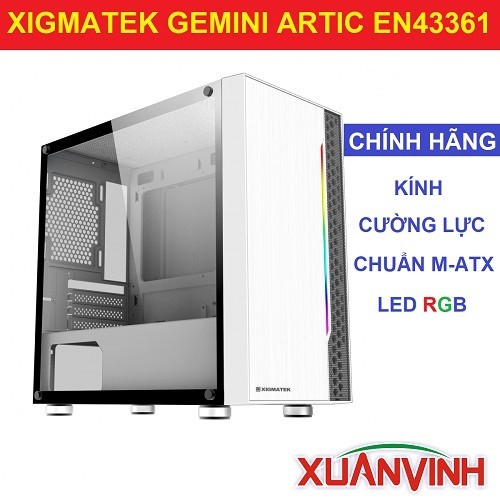 [Mã ELMS02 giảm 7% đơn 500K] Vỏ máy tính Xigmatek GEMINI ARTIC EN43842 M-ATX Led RGB Kính Cường Lực New 100% Chính
